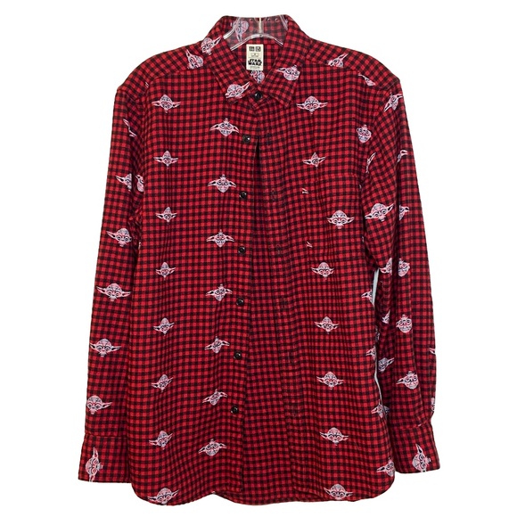 Uniqlo Special Edition Star Wars Red Plaid Shirt US M - Picture 1 of 7